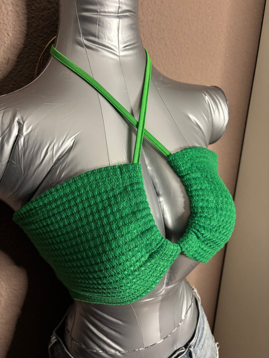 Haut bandeau dos nu vert texturé – SHEIN – Taille S