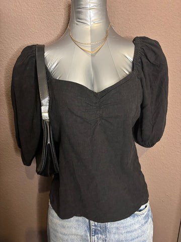 Top noir manches bouffantes – H&M