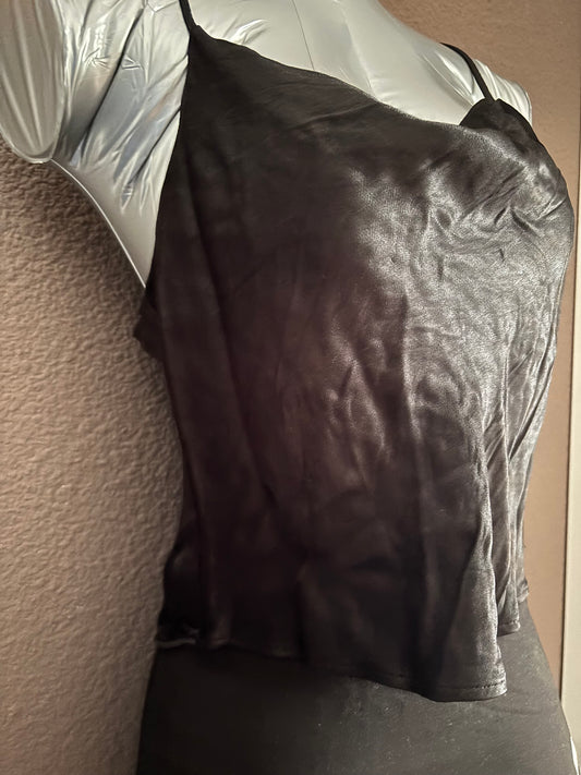 débardeur satiné noir dos nu taille M zara