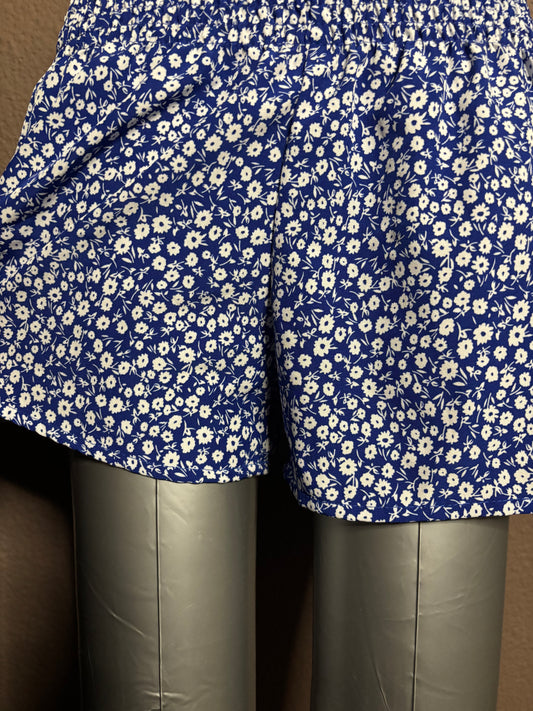 Jupe-short bleu & blanc fleurie – Shein – XS