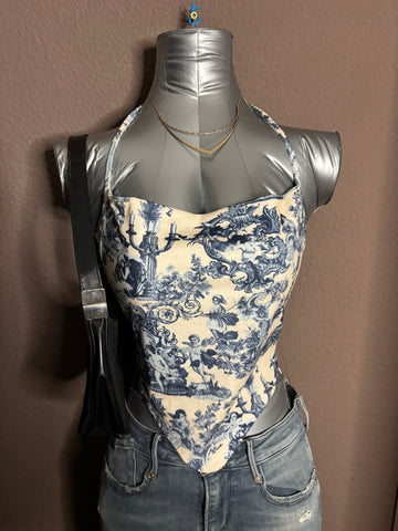 Haut dos nu imprimé toile – Taille S