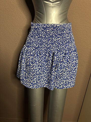 Jupe-short bleu & blanc fleurie – Shein – XS