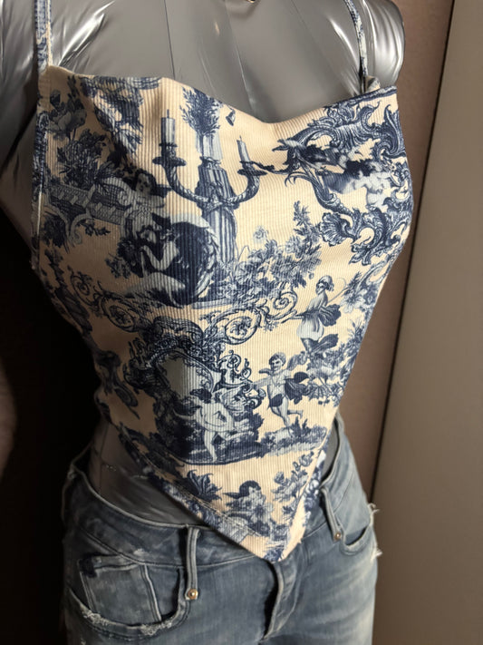 Haut dos nu imprimé toile – Taille S