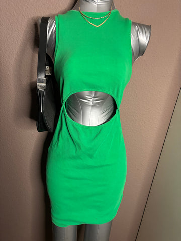 Robe verte côtelée ajourée – Taille XS