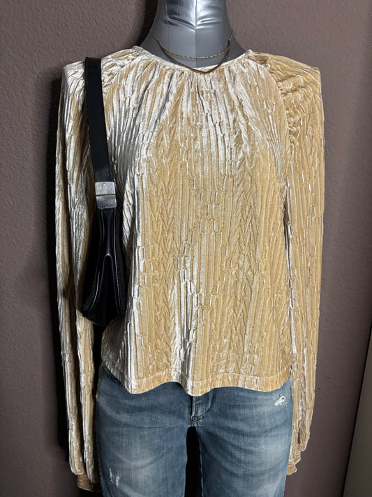 Top doré manches longues en velours – NA-KD – Taille S
