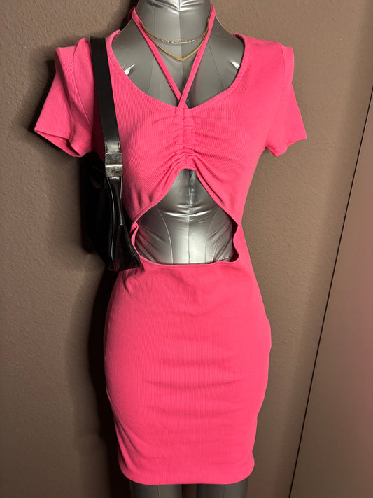 Robe fuchsia cut-out froncée – Jennyfer – XS/S